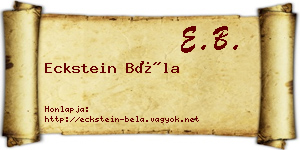 Eckstein Béla névjegykártya